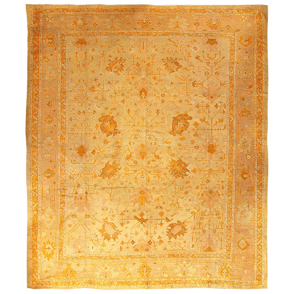 11'3" x 13'6" Antique Turkish Oushak Carpet