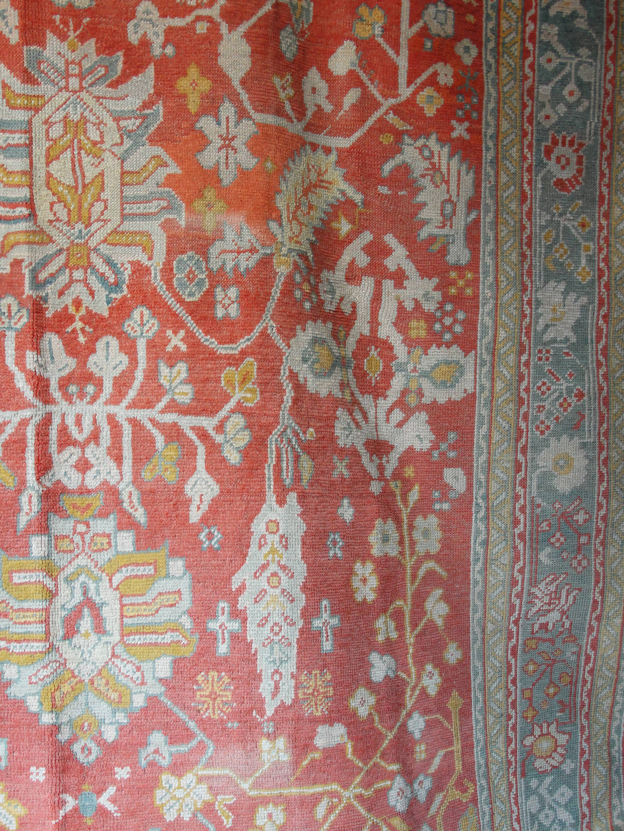 Antiker türkischer Oushak-Teppich, 10' x 14' (Türkisch) im Angebot