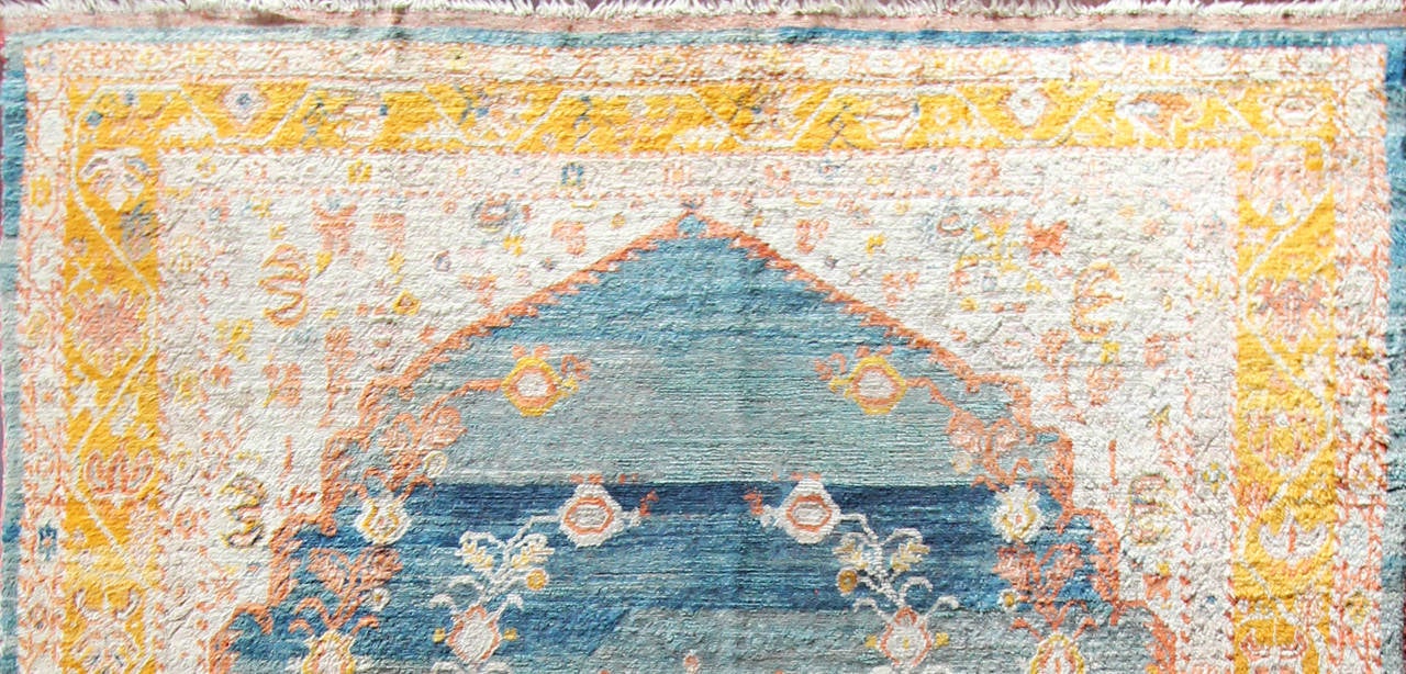 Hand-Knotted Antique Angora Oushak Carpet For Sale