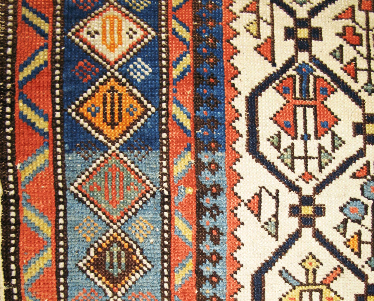 Tribal Antique Kuba Rug, Caucasian, 3'6