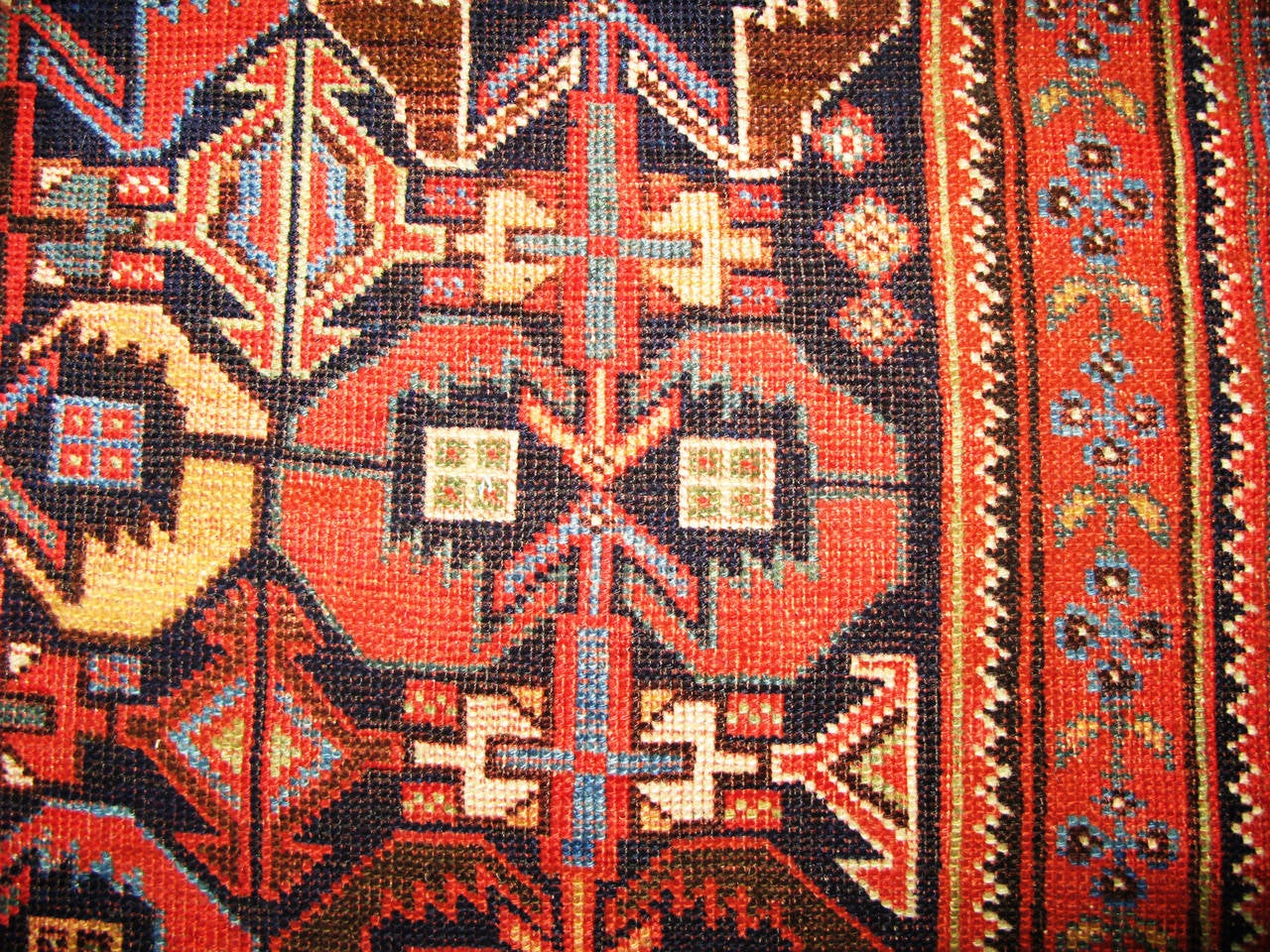 Hand-Woven Antique Persian Afshar Carpet, 4'10