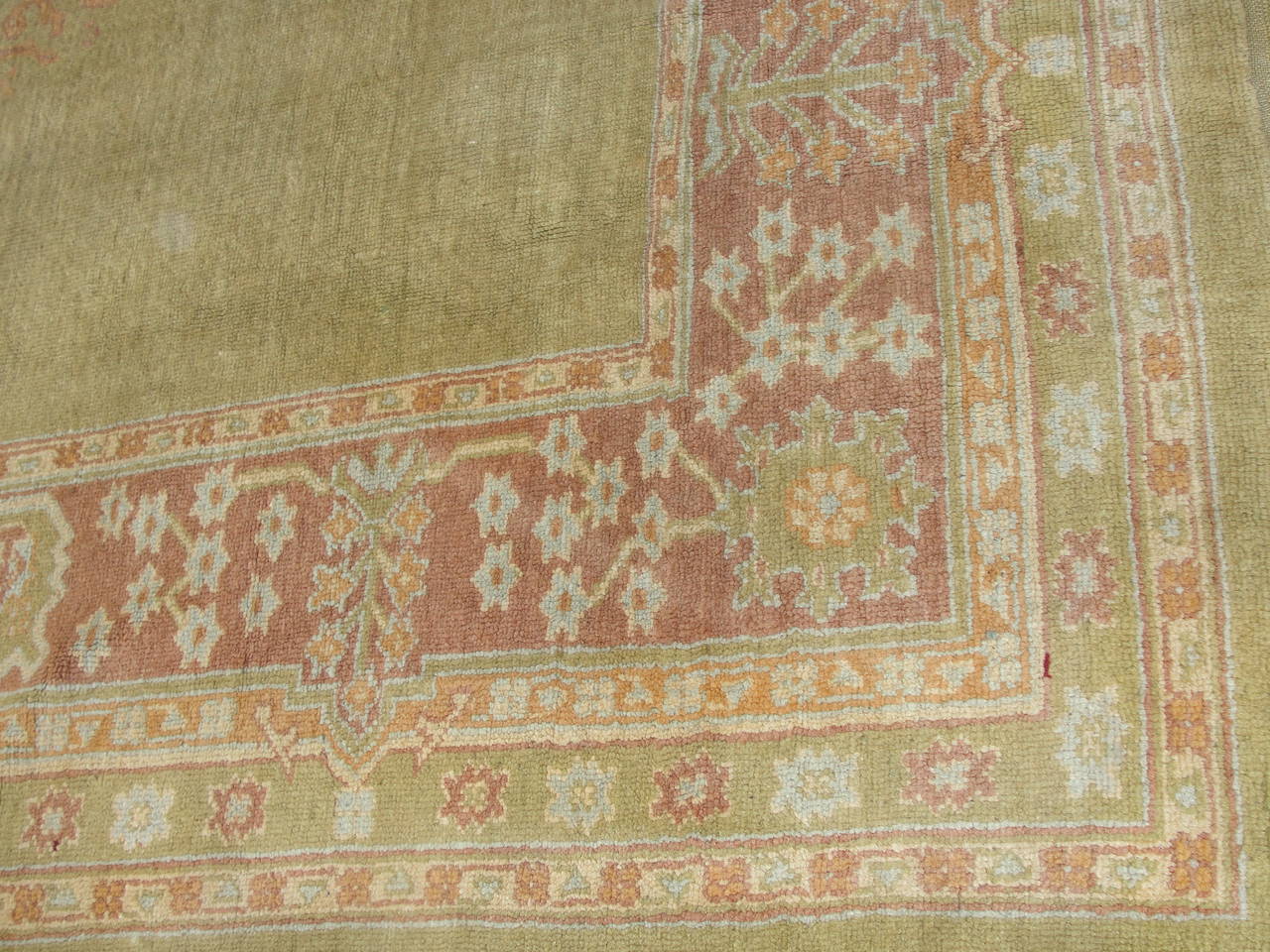 Hand-Woven Antique Turkish Oushak Carpet,  8'3