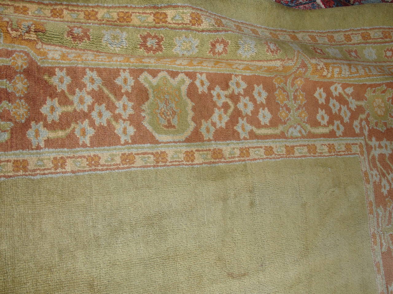 Wool Antique Turkish Oushak Carpet,  8'3