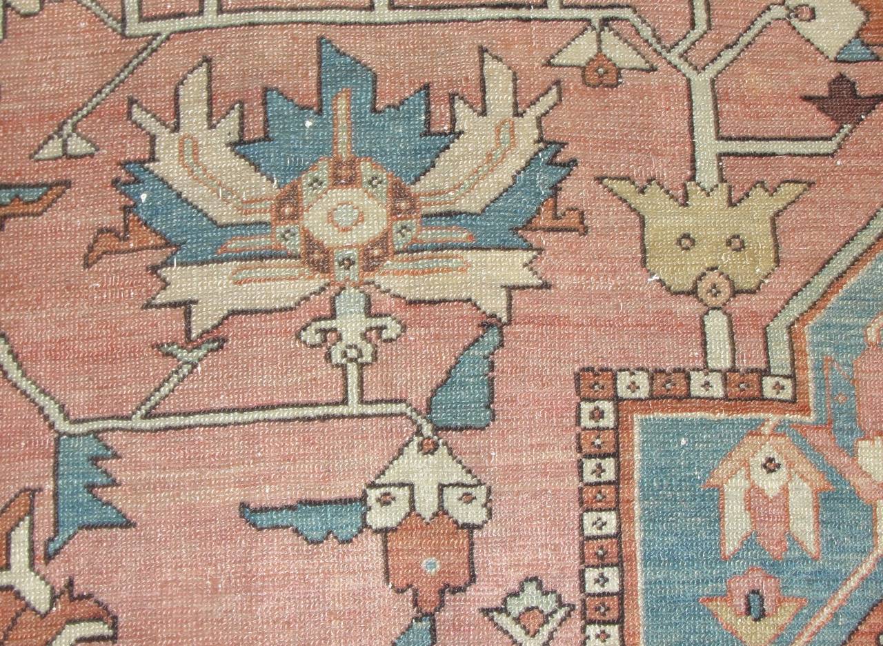 Wool Antique Persian Serapi Carpet, Fine For Sale
