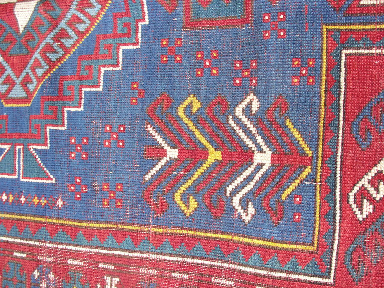 Hand-Woven Antique Kazak Caucasian Rug