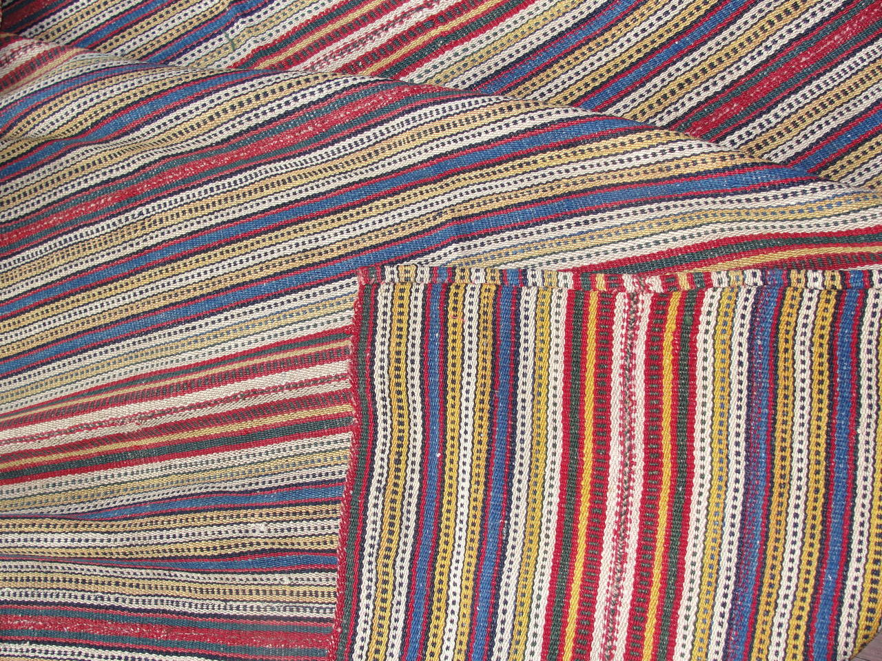 Hand-Knotted Antique Jajim Kilim Persian Carpet For Sale