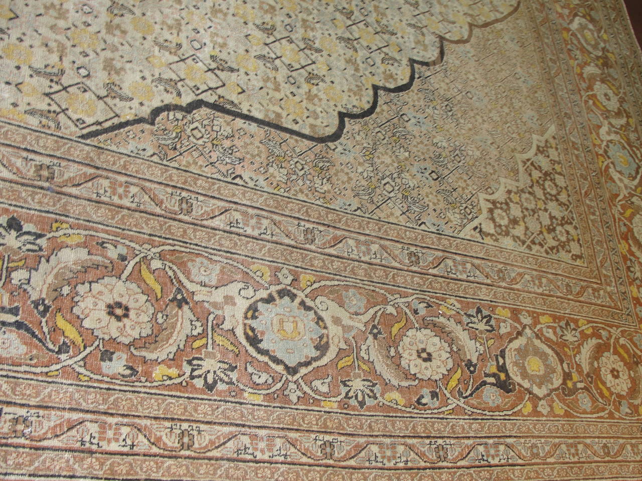 Wool Antique Persian Tabriz Carpet, 9'7