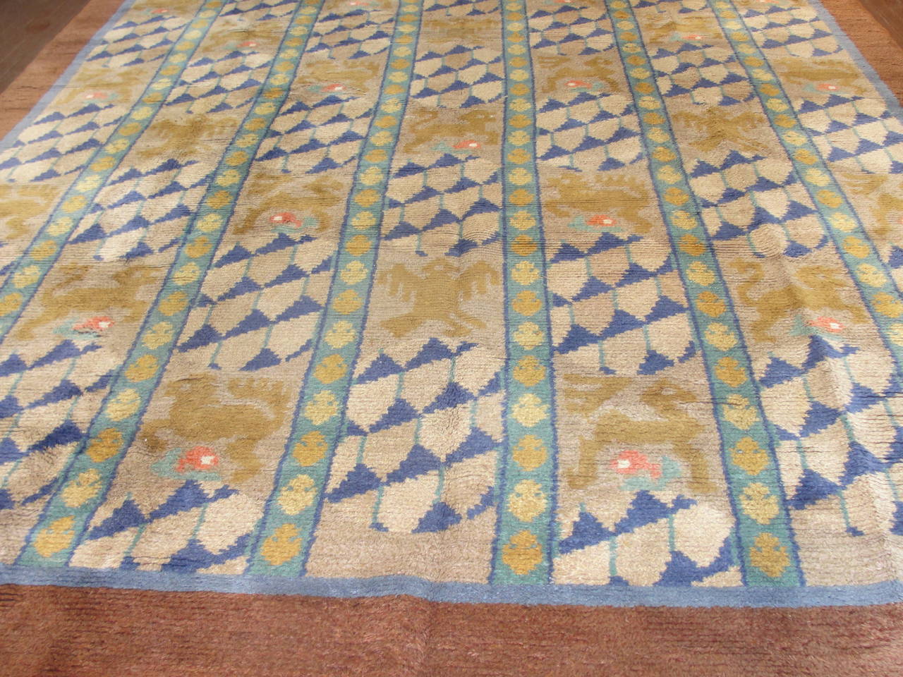 Swedish Antique Scandinavian Carpet, 9'4
