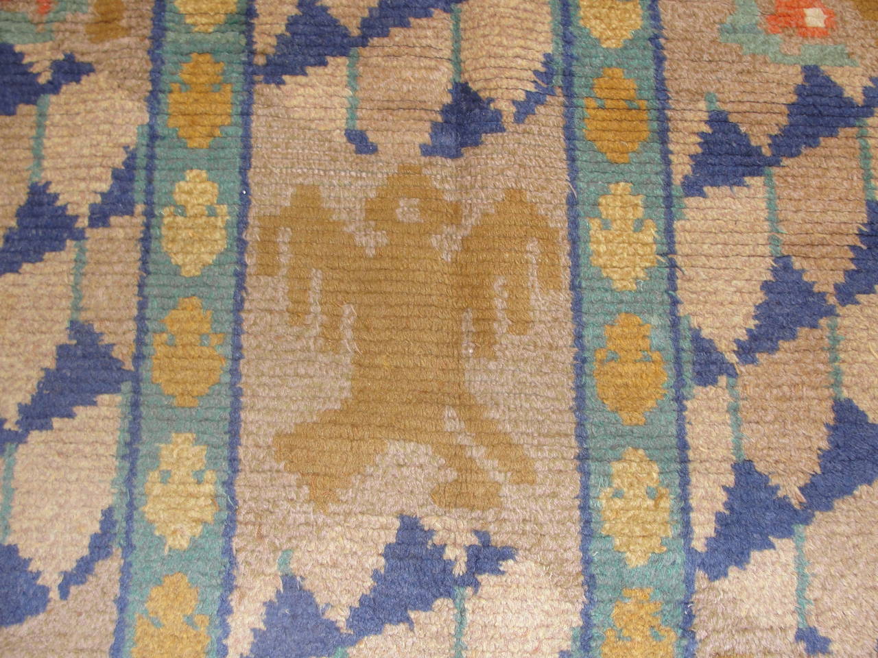 Hand-Woven Antique Scandinavian Carpet, 9'4