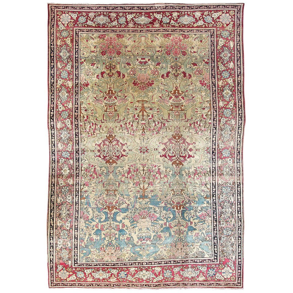 Antique Unusual Isfahan Carpet For Sale