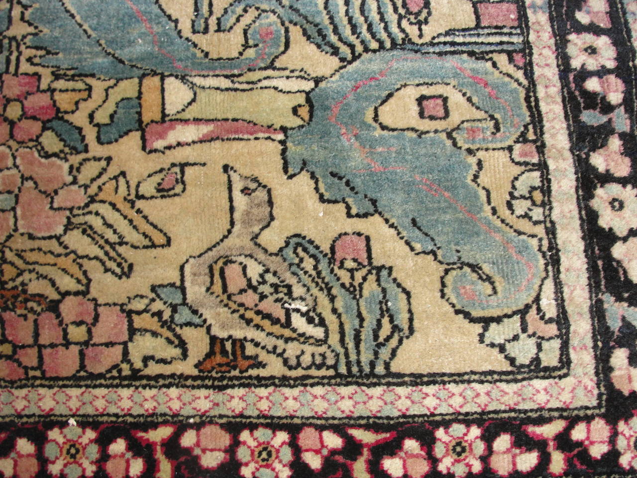 Tabriz Antique Unusual Isfahan Carpet For Sale