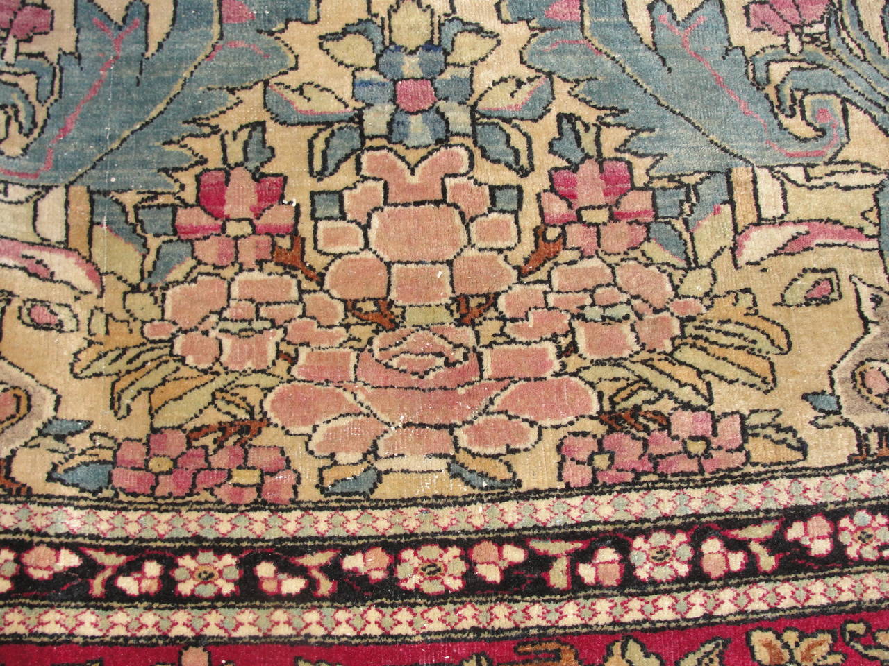 Persian Antique Unusual Isfahan Carpet For Sale