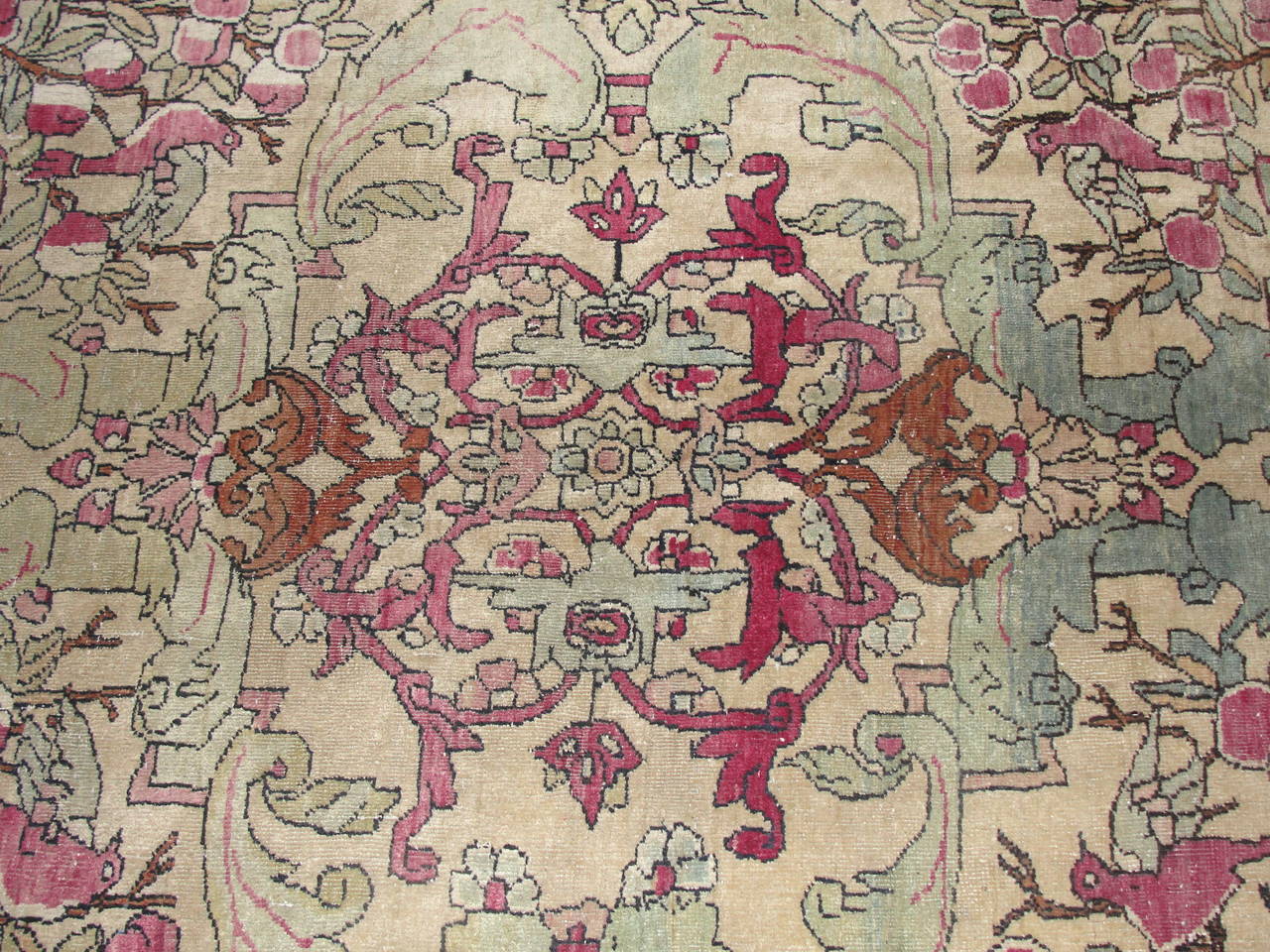 Wool Antique Unusual Isfahan Carpet For Sale