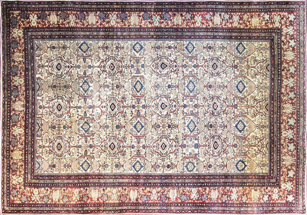The Feraghan district located south of Tehran, encompassed the cities of Arak, Qum and Kashan, an area with a long and illustrious history of rug and carpet weaving. In the 19th century, many British companies opened oriental carpet factories and