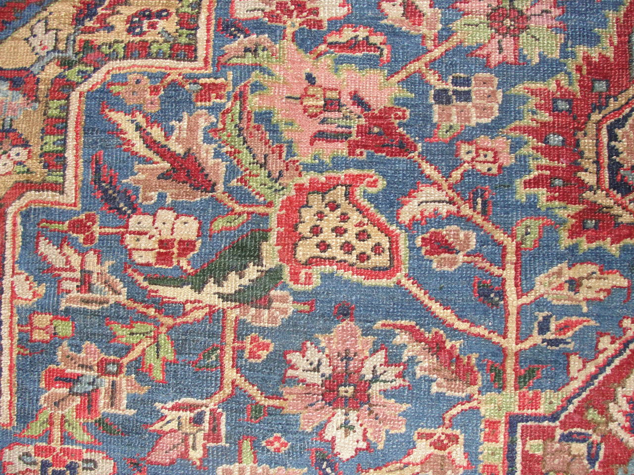 20th Century Antique Persian Heriz Carpet, Blue Color, 8'5