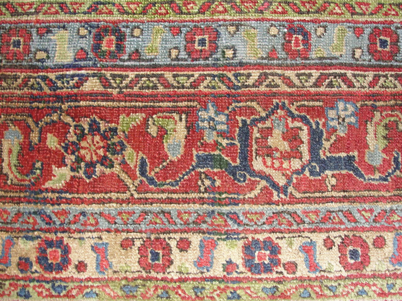 Wool Antique Persian Heriz Carpet, Blue Color, 8'5