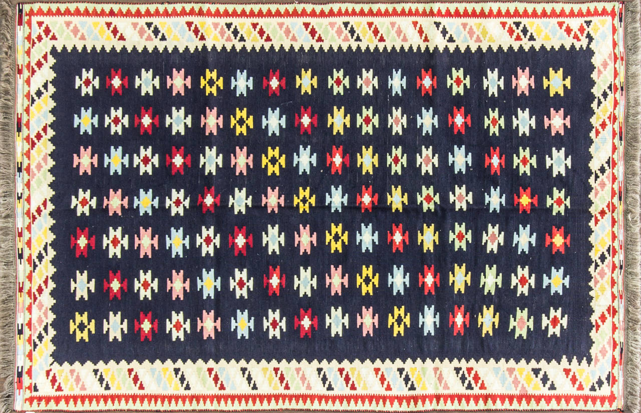 Colorful and dramatic Kilims (kelims) were produced by both villagers and tribal nomads in Persia. Slit tapestry predominated among Azerbaijani, Shahsevan and Ghashghai weavers, while some Kurds and others in western Persia used interlocked