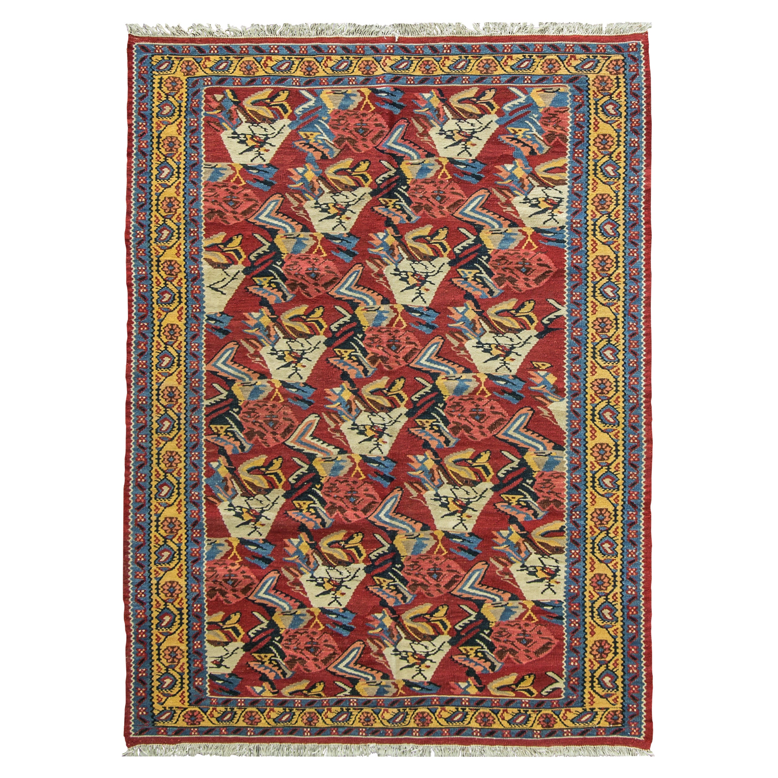  Persian Senneh Kilim, 4' x 5'6"  Free Shipping