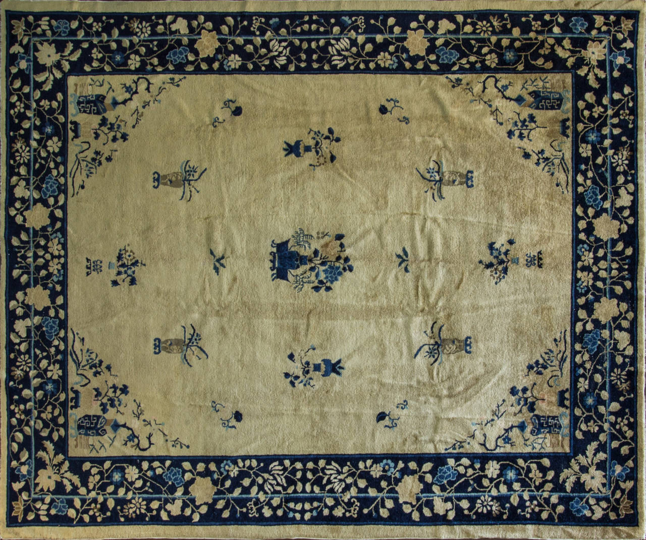 Chinese Peking rugs representing a newer and fresher period of antique production that began in China immediately following the end of the First World War, Peking Carpets are those antique rugs that were manufactured in the Chinese capital (formerly