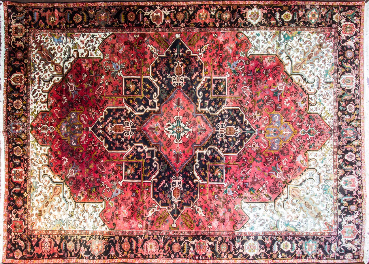 Heriz rugs are Persian rugs from the area of Heris, East Azerbaijan in northwest Iran, northeast of Tabriz. Such rugs are produced in the village of the same name in the slopes of Mount Sabalan. Heriz carpets are durable and hard-wearing and they