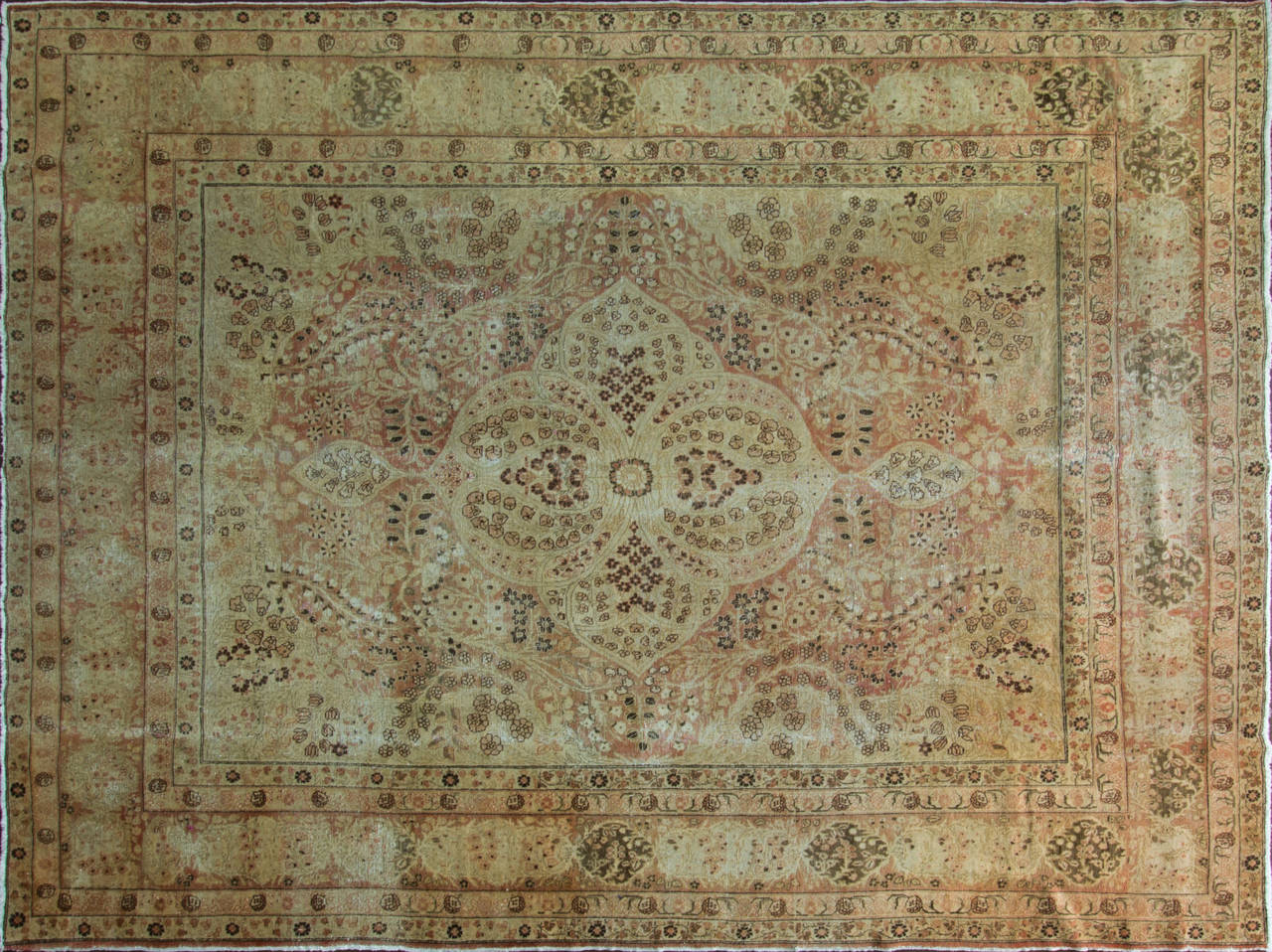 A beautiful antique Tabriz carpet.
The city of Tabriz is situated in North West Persia and it is one of the largest cities and also the capital in the province of Azerbaijan and was the earliest capital of the Safavid dynasty, and it can claim to