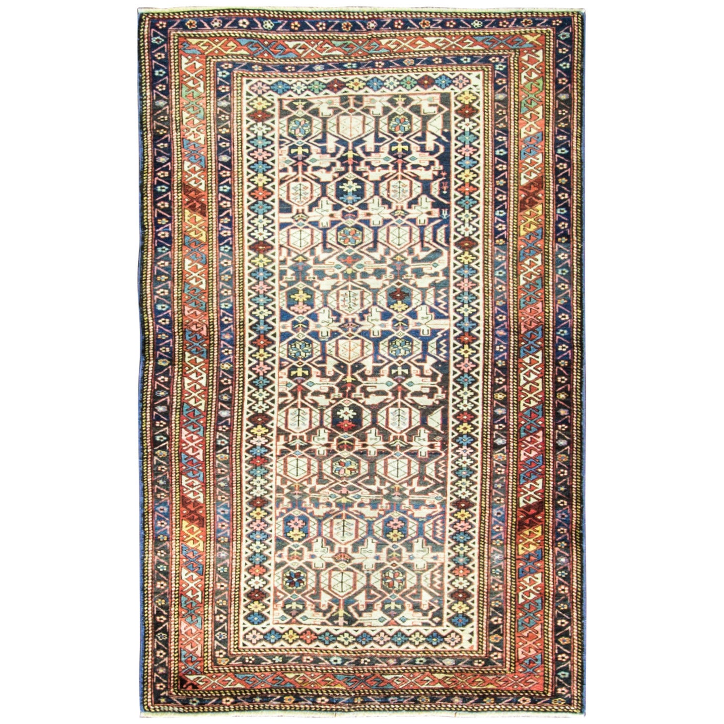 Antique Kuba or Quba Caucasian Rug 3'4" x 6'4" For Sale