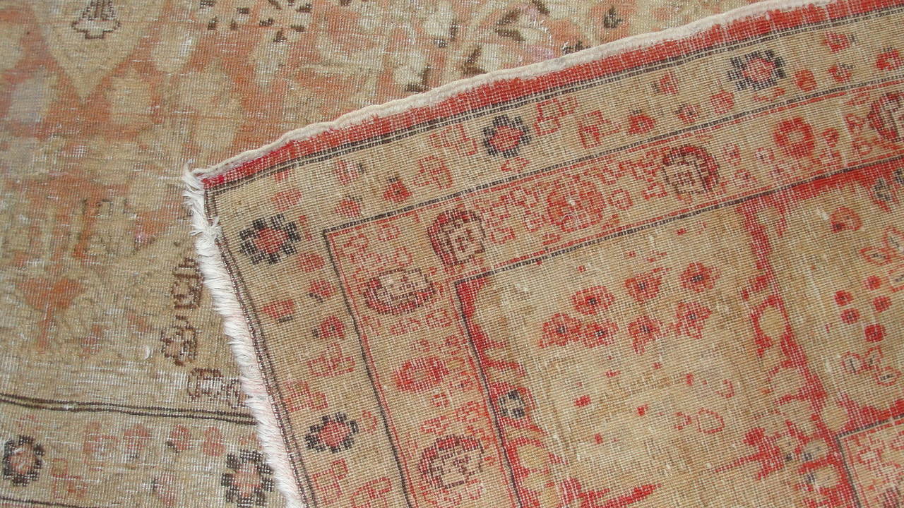 Hand-Woven Antique Persian Tabriz Carpet