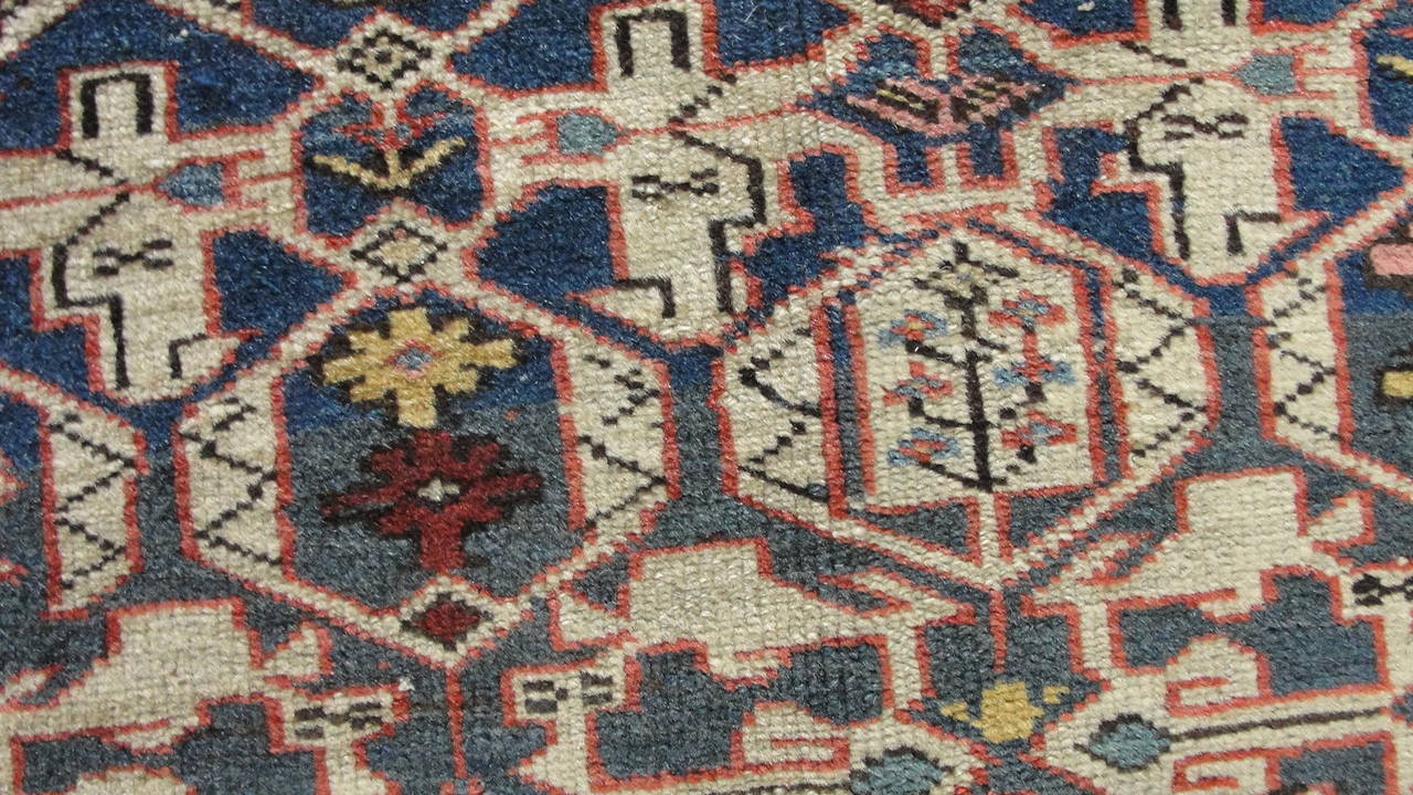 Hand-Woven Antique Kuba or Quba Caucasian Rug 3'4