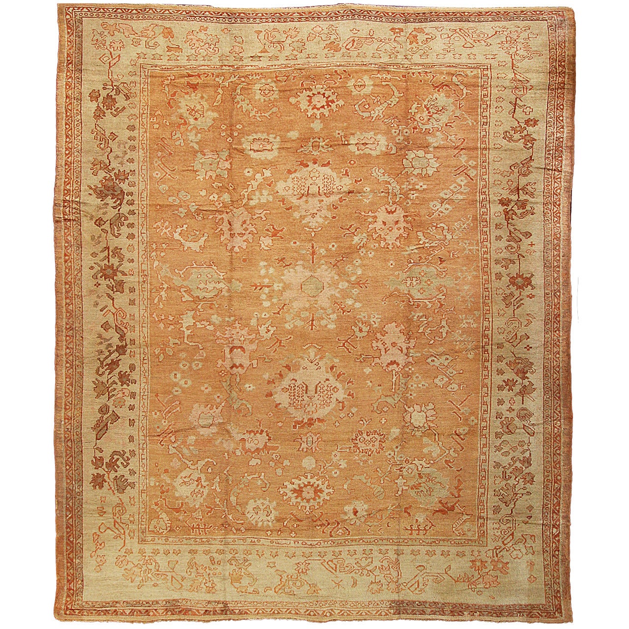  Antique  'Oushak' Carpet, Turkey, 10'6" x 13'5" For Sale