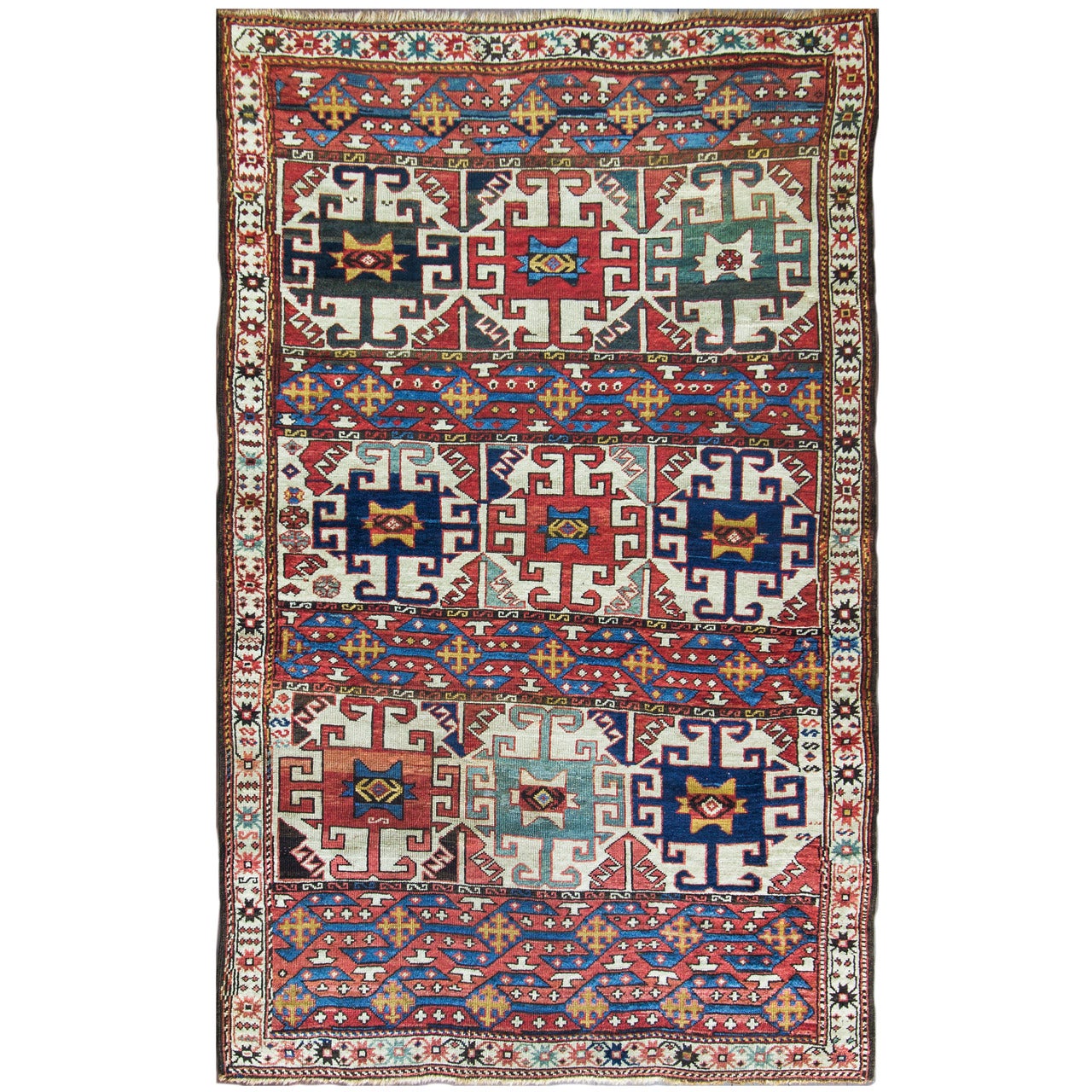 Antique Kazak Rug, Caucuses, 4
5" x 7
1"