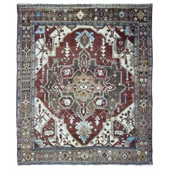 Antique Serapi Carpet, Persia, Circa 1910-1920,  9'3" x 11"