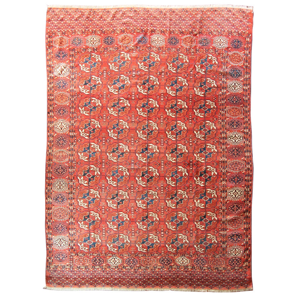Antique Tekke Main Carpet, Turkoman, 6'7" x 9'6" c-1880's