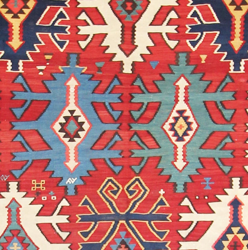Antique Kuba Kilim Rug, Caucasian at 1stdibs