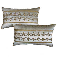 Antique Ottoman Empire Raised Gold Metallic Embroidery Pillows
