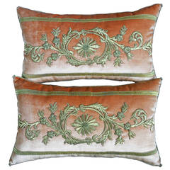 Antique Ottoman Empire Raised Gold Metallic Embroidery Pillows