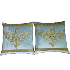 Antique Ottoman Empire Raised Silver and Gold Metallic Embroidery