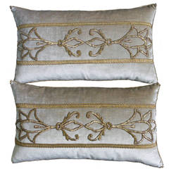 Antique Ottoman Empire Raised Gold Metallic Embroidery Pillow