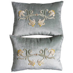 Antique Raised Silk Embroidered Applique Pillows