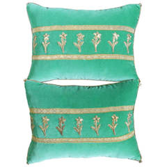 Antique Ottoman Empire Raised Gold Metallic Embroidery Pillow