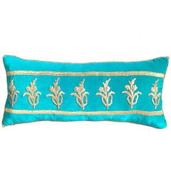 Antique Ottoman Empire Raised Gold Metallic Motifs Pillow Antique Ottoman Empire Raised Gold Metallic Motifs Pillow