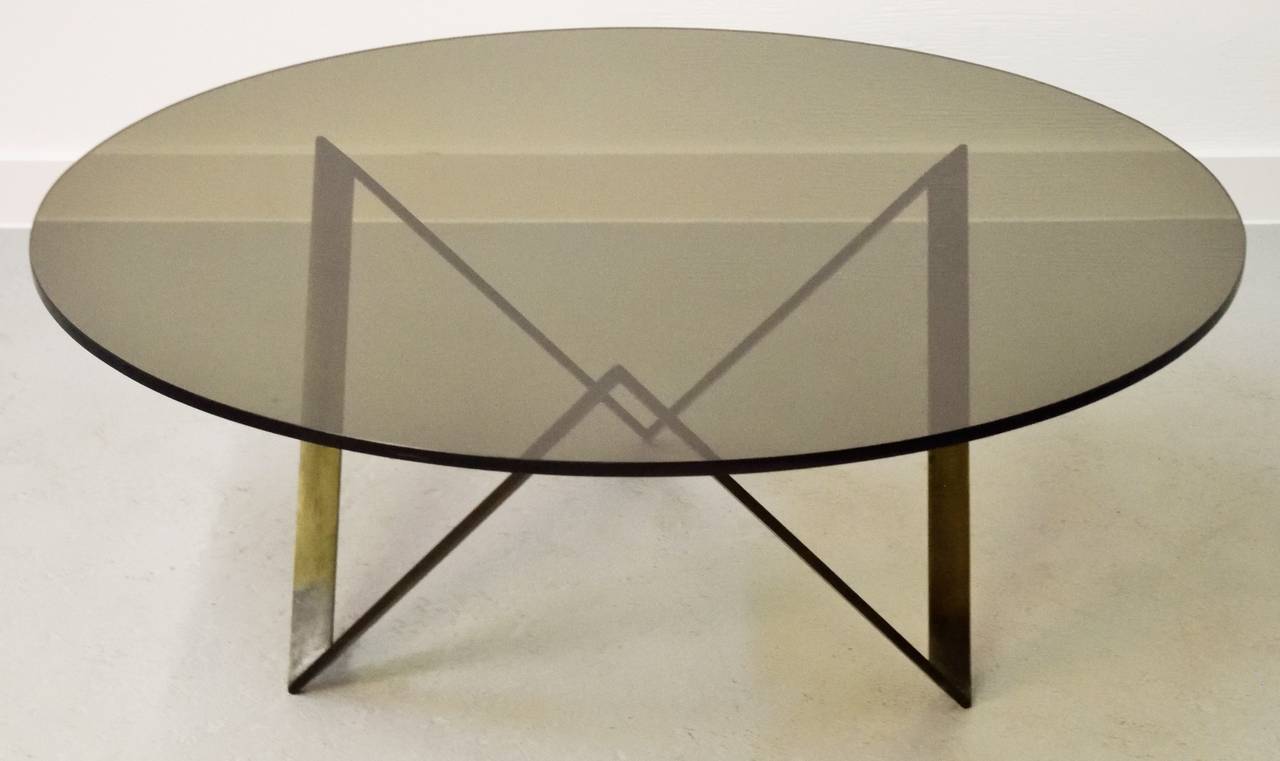20th Century Roger Sprunger for Dunbar Bronze and Glass Coffee Table