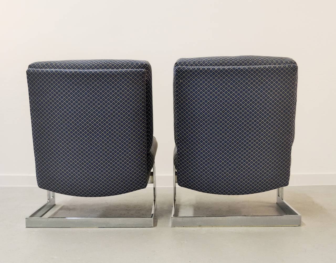 Pair of Chrome Framed Milo Baughman Lounge Chairs 2