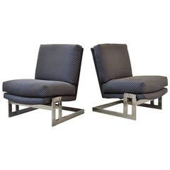 Pair of Chrome Framed Milo Baughman Lounge Chairs 3