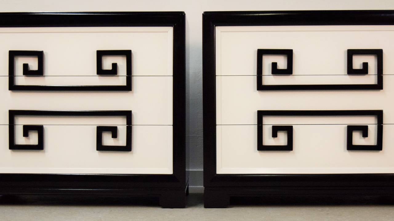 Mid-Century Modern Pair of Greek Key Chests by Kittinger