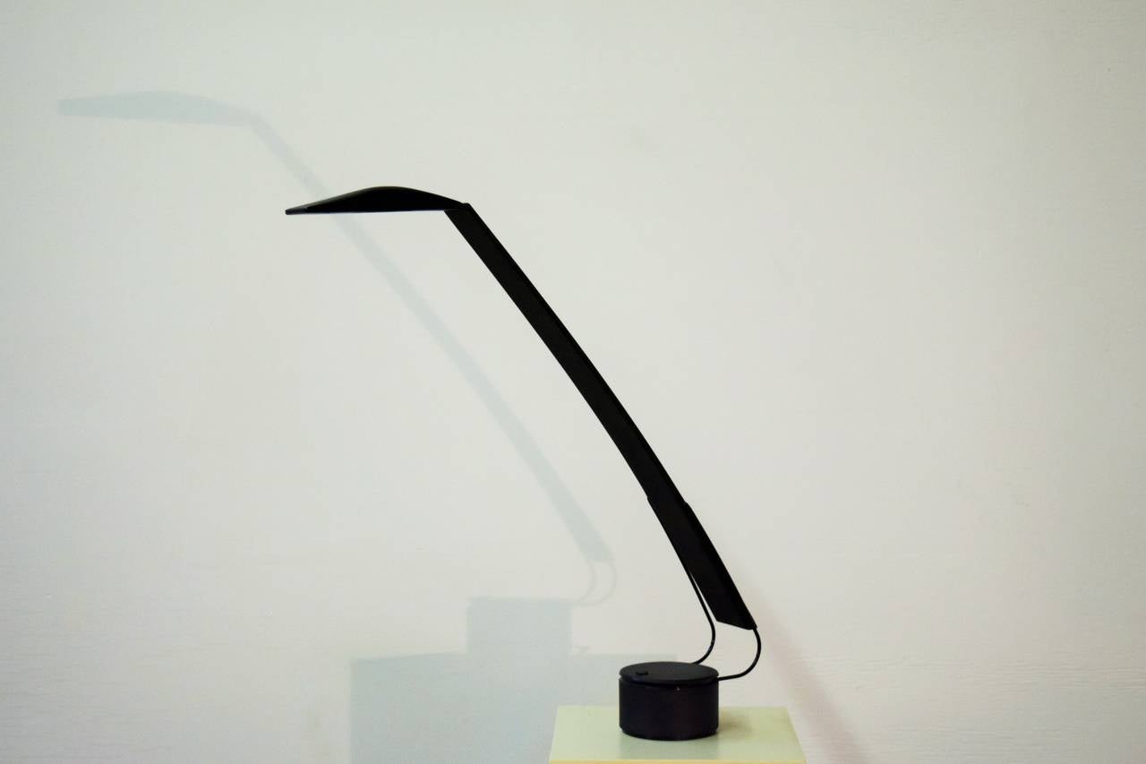 Adjustable desk lamp designed by Marco Barbaglia and Marco Colombo.  Paf Studio, ca 1980. Desk lamp uses halogen bulb.