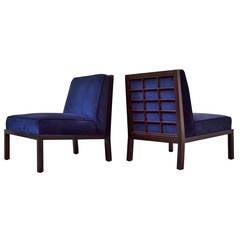 Pair of Lattice Back Slipper Chairs by Michael Taylor for Baker