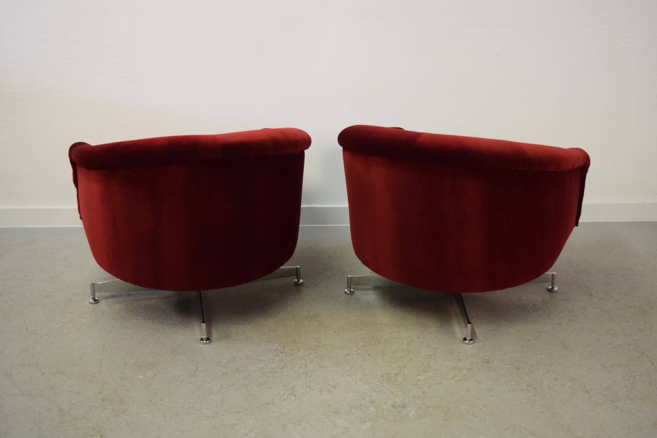 20th Century Pair of Ward Bennett Tufted Lounge Chairs