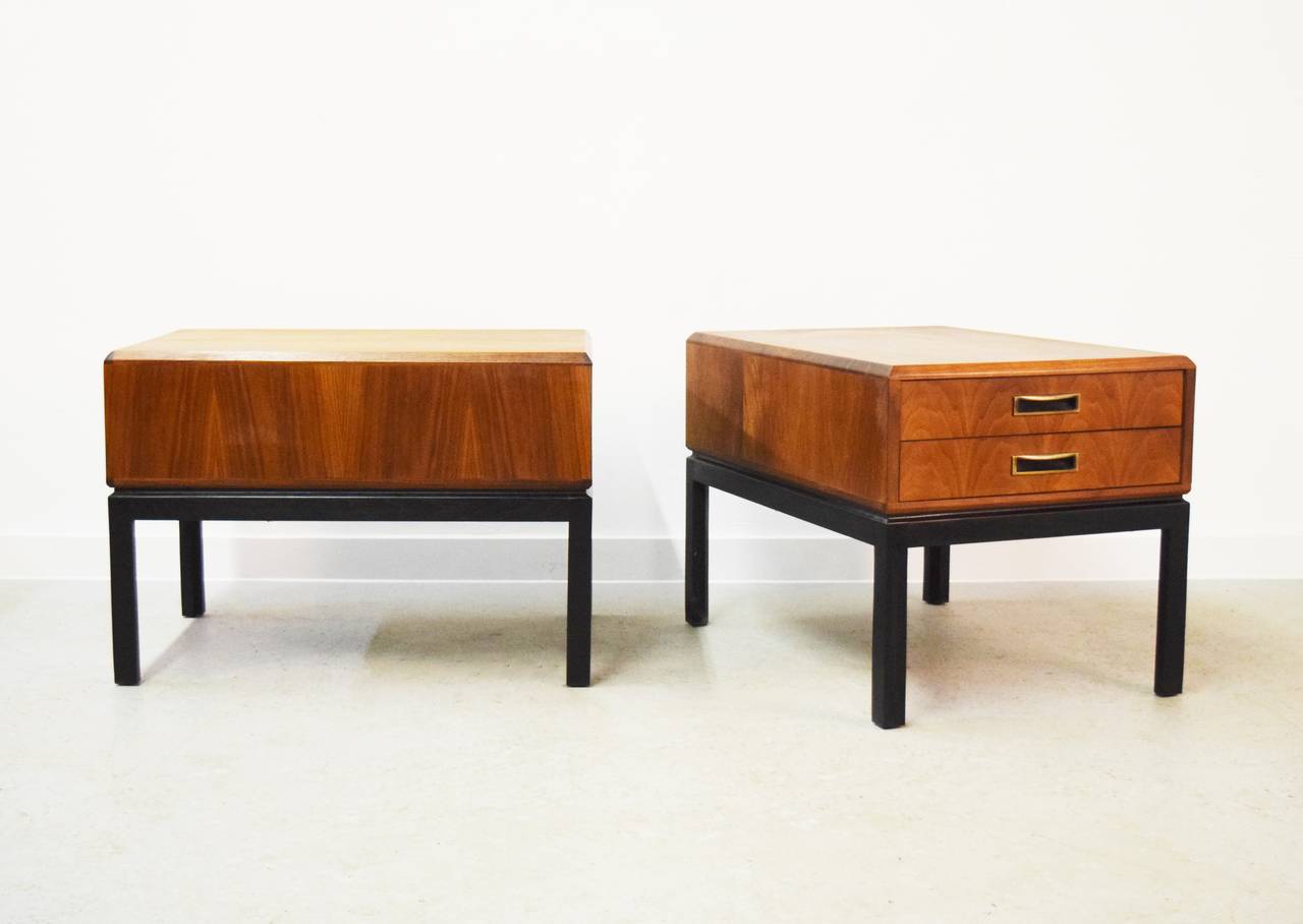 Mid-Century Walnut Nightstands or Endtables In Excellent Condition In Middlesex, NJ