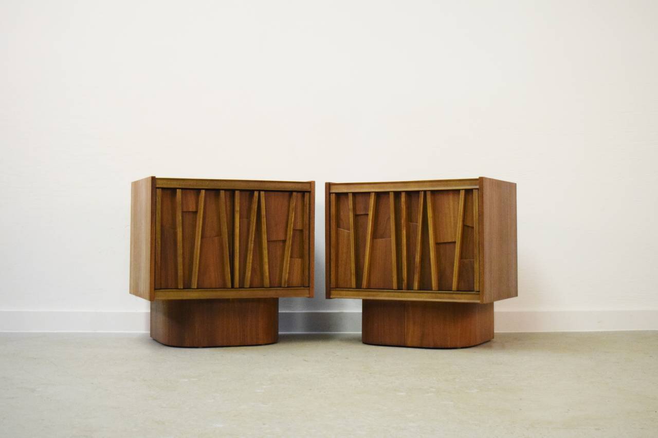 Mid-Century Modern Mid-Century Brutalist Walnut Nightstands