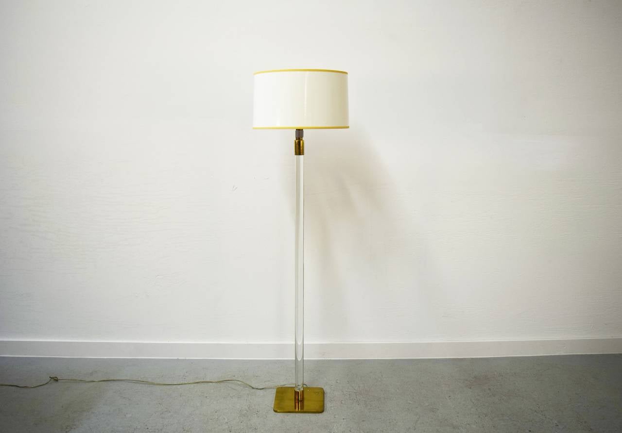 glass and brass floor lamp